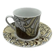 (1) Loveramics MINTER GARDEN Two Piece Tea Coffee Cup Saucer Set Swirly Floral