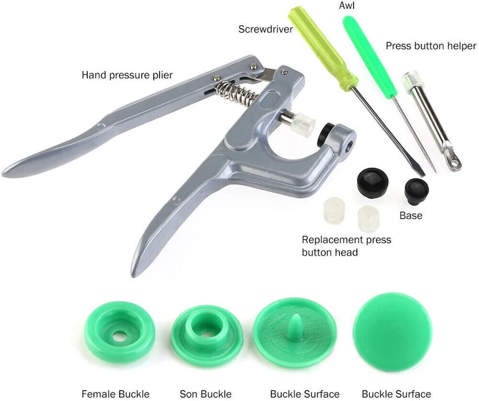 T5 Snap Kit Plastic Snaps Poppers Fastener Button Press Stud Plier Tool Box - Image 3 of 4