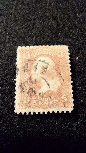 U.S., Stamp, Scott #64b Rose/Pink U/VG/NG, 3 cents, Washington, 1861 - Picture 2 of 3