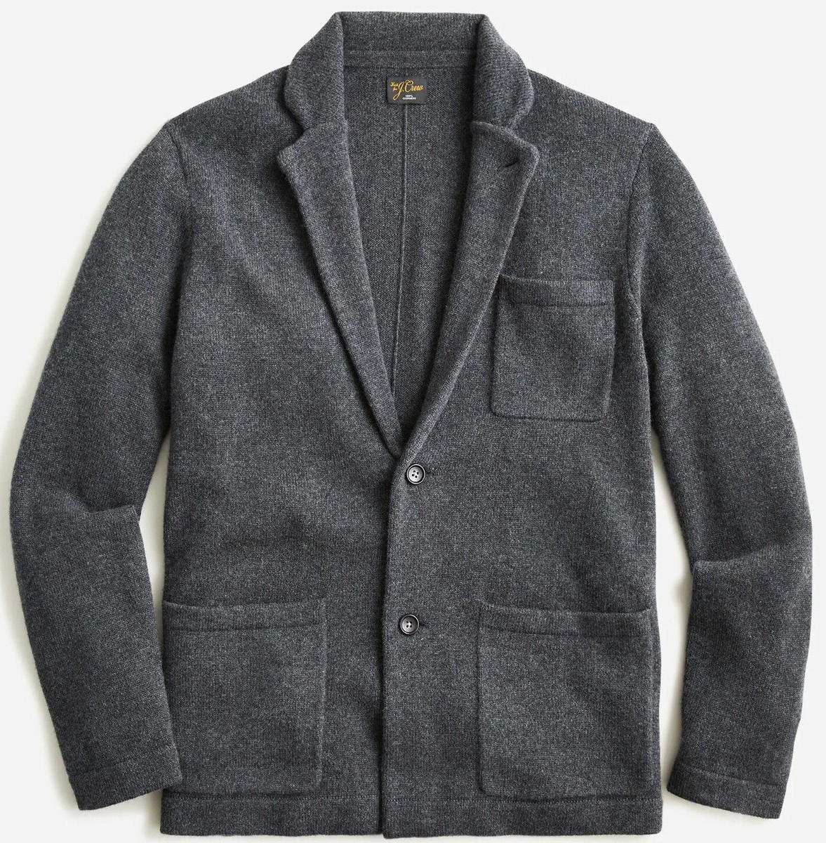 NWT LARGE 100% Cashmere Gray Blazer Sweater Cardigan Patch