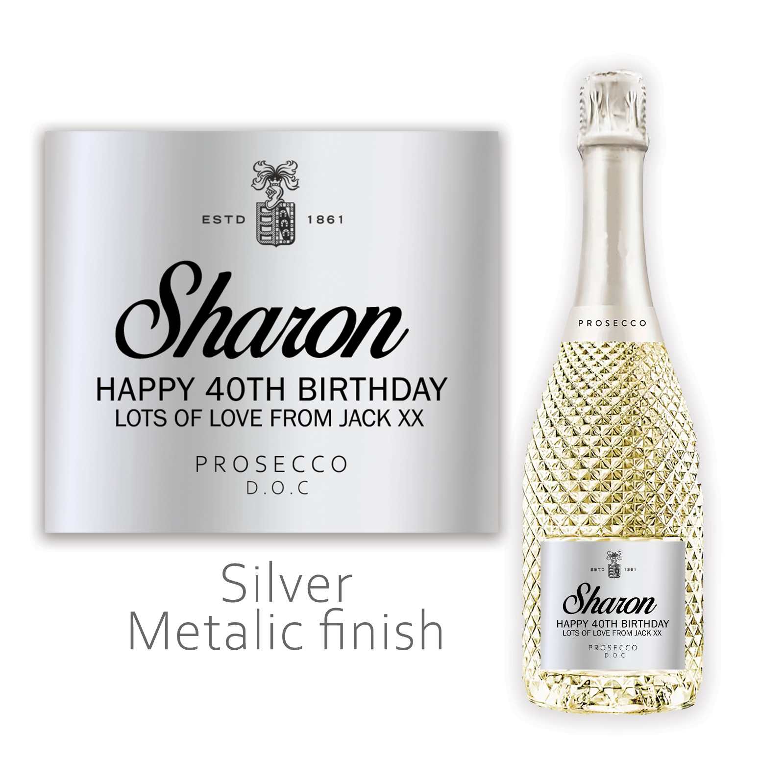 Freixenet Personalizado Prosecco Rosa Botella Etiqueta Cumpleaños Boda Personalizado