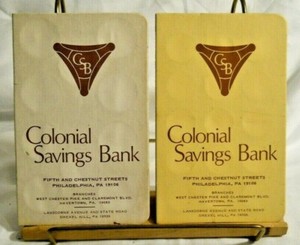 COLONIAL SAVINGS BANK PHILADELPHIA Dime Quarter Unused Coin Saver Card Booklets