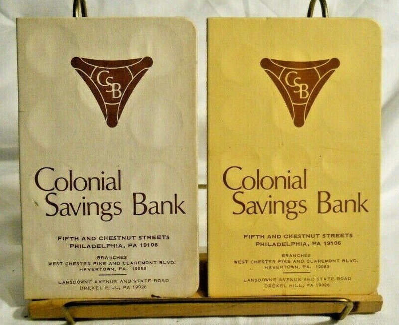 COLONIAL SAVINGS BANK PHILADELPHIA Dime Quarter Unused Coin Saver Card Booklets