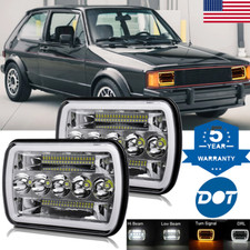 For Vw Rabbit 1979-1984 7x6 Square Led Headlights Hi-lo Drl Turn Signal Lamp