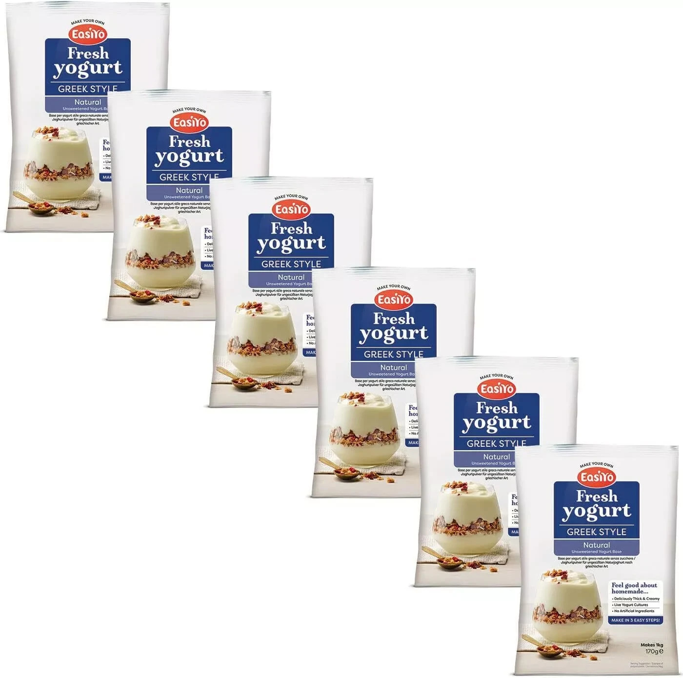 EasiYo Wellbeing Greek Style Unsweetened Yogurt Mix - Pack of 6