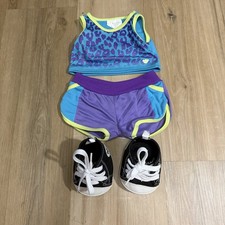 Build A Bear Workshop Blue Purple And Green Workout Set High Top Black Shoes BAB