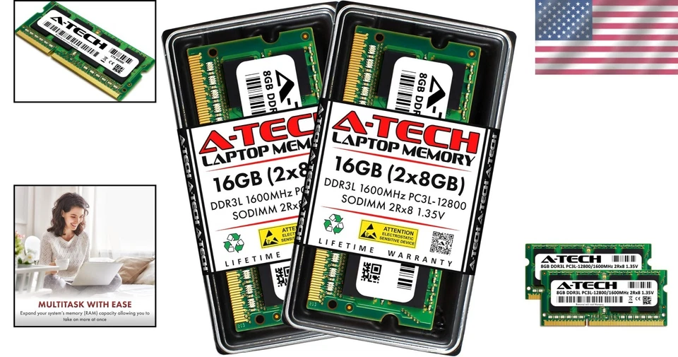 A-tech 16GB DDR3 RAM Kit 1600MHz SO-DIMM Notebook Memory - Image 2 of 4