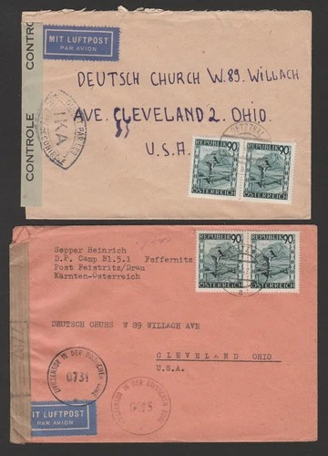Austria c1947 lot of 4 censored covers from DP camps - Displaced Persons