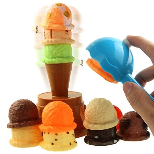 Ice Cream Stacking Tower Balancing Game with Scooper for Kids Pretend Food Play - Image 3 of 4