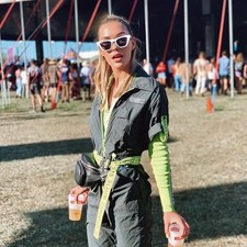 WHYTE STUDIO Bodysuit Acid Lime Fluo Green Top Fluo Green Knit Bold Size M L