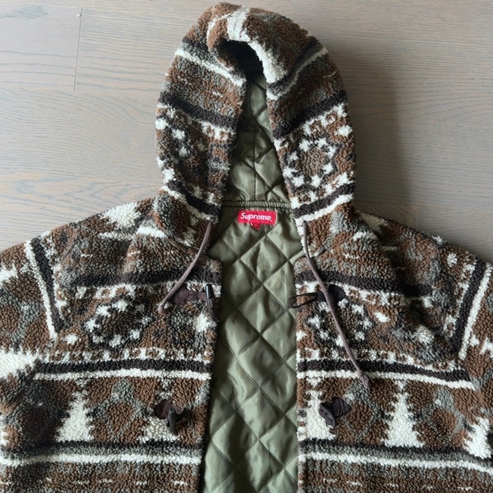 Supreme Sherpa Toggle Closure Fleece Winter Jacket 2016 Men's Size