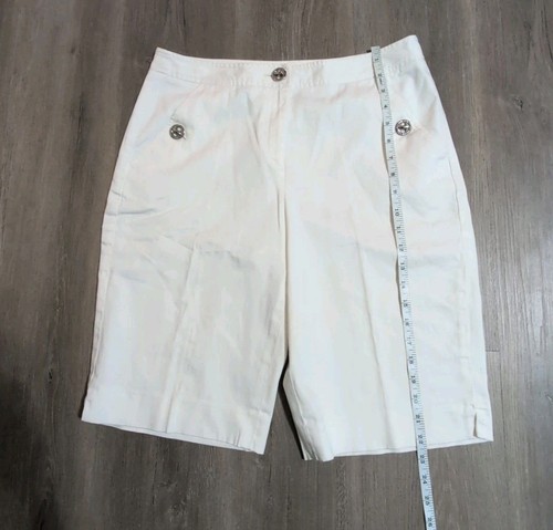 Bermuda donna Jones New York taglia 10 bianco misto cotone lunghezza ginocchio - Foto 6 di 9