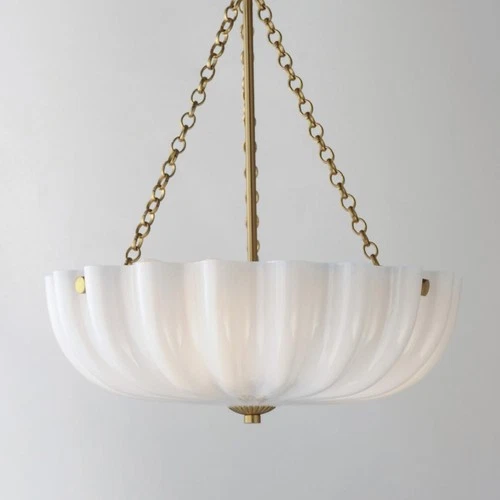 Maxim Lighting 22652WTNAB Bundt Semi-Flush Mount White and Natural Aged Brass - Picture 2 of 4