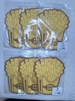 U Brands Fryday French Fries Cork Bulletin Board 10'' w/ Mounting Strips 6pc