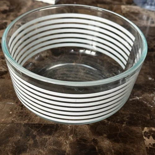 Pyrex 6 Inch Glass Bowl With White Stripes