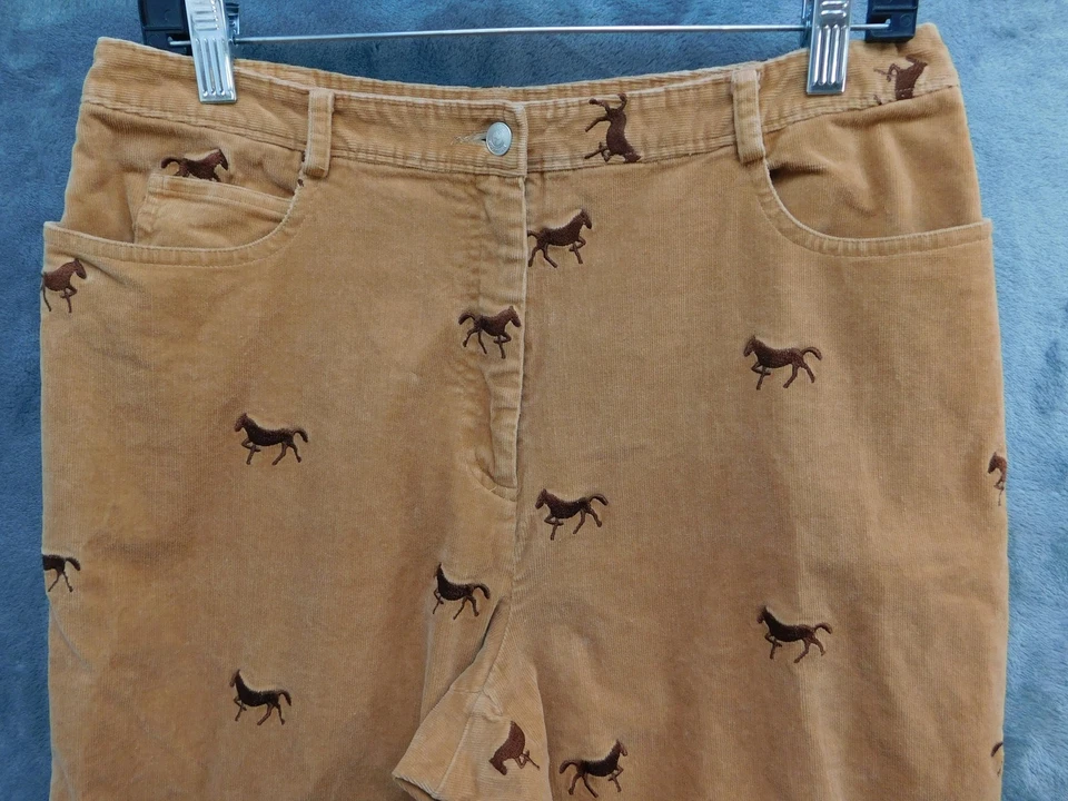 Lilly Pulitzer Pants Womens 10 Corduroy Embroidered Horses Equestrian Stretch - Image 2 of 4