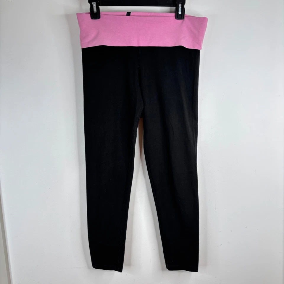 PINK Victorias Secret Vintage Y2K Foldover Crop Leggings L Sparkle Bling Glitter - Image 3 of 4