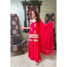 ATTRACTIVE HEAVY FAUX GEORGETTE SHARARA SUIT WITH DUPATTA FOR WEDDING