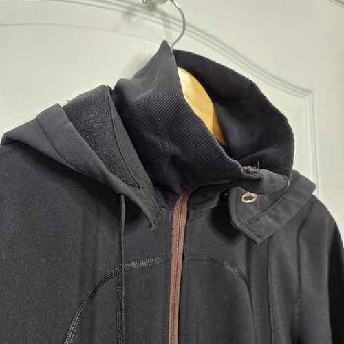 Lululemon Full Zip Jacket Womens Black Large Hooded Thumb Hole Fleece Lined - Picture 5 of 14