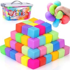 Pack Slow Rise Stress Cubes 1.4in TPR Squishy Fidget Toys 12 Colors
