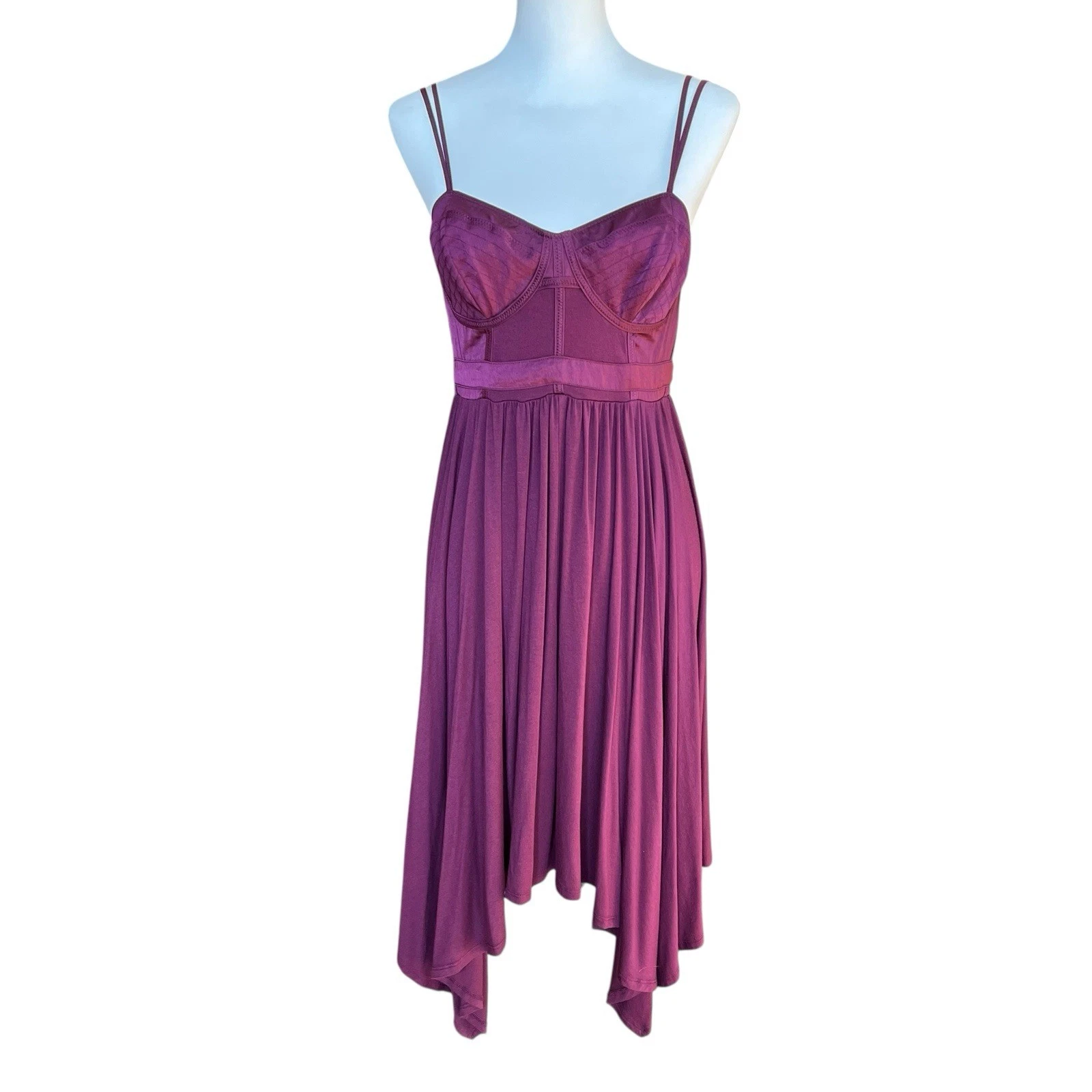 UNDERCOVER Abito Victoria’s Secret taglia 8 fazzoletto prugna civetta bustier spaghetti strap