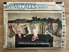 McCall  s Carefree Pattern 5320 Set Of Christmas Stockings In 2-Sizes w Alphabet