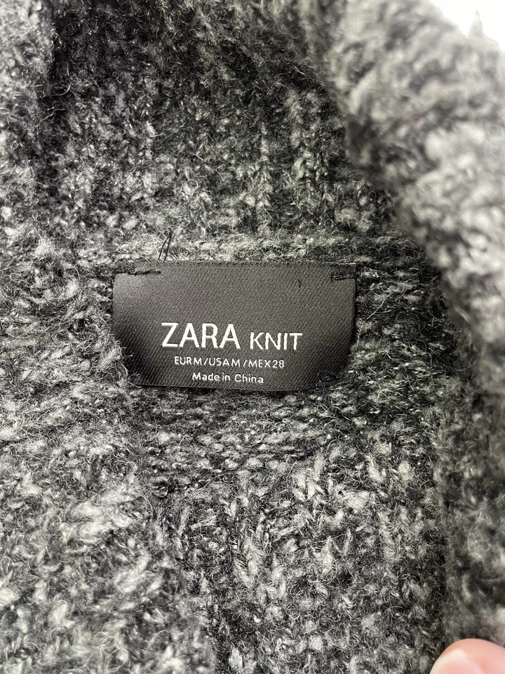 Suéter Zara Tejido Gris Moteado Mezcla de Lana Suave Cuello Alto Aberturas Laterales Para Mujer’s Med Foto 4 de 4
