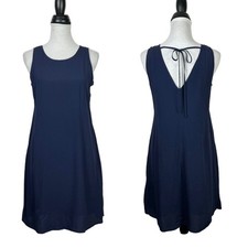 GAP NWT XS Solid Navy Sleeveless Tie V-Back Shift Swing Tank Dress with Pockets
