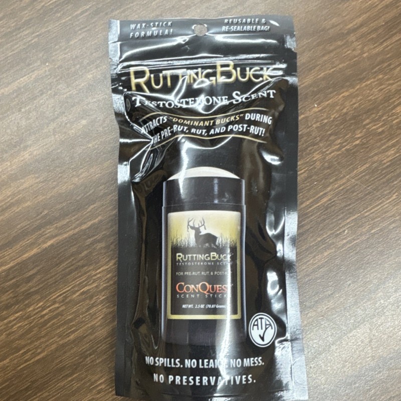 Conquest Rutting Buck Testosterone Scent Deer Wax Attractant Black No Spills