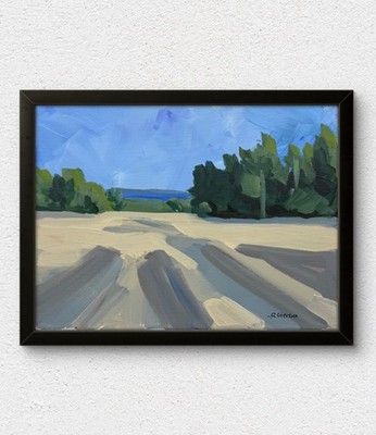 Original Landscape Painting Acrylic Fields Modern Contemporary Art 9x12
