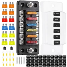 6 Way Fuse Block Blade Fuse Box with Negative Bus - ATC/ATO for Boat Yacht Ve...