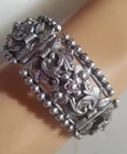 Vtge Signed Cellini Florence Italy 800 Silver Wide Bracelet 7" With Safety Chain