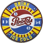 VINTAGE PEPSI COLA PORCELAIN SIGN GAS STATION BOTTLE COKE COCA DEW A & W OIL