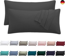 Kissenbezug 40 x 60 2er Set - kopfkissenbezug 40x60 cm Anthrazit, 100%