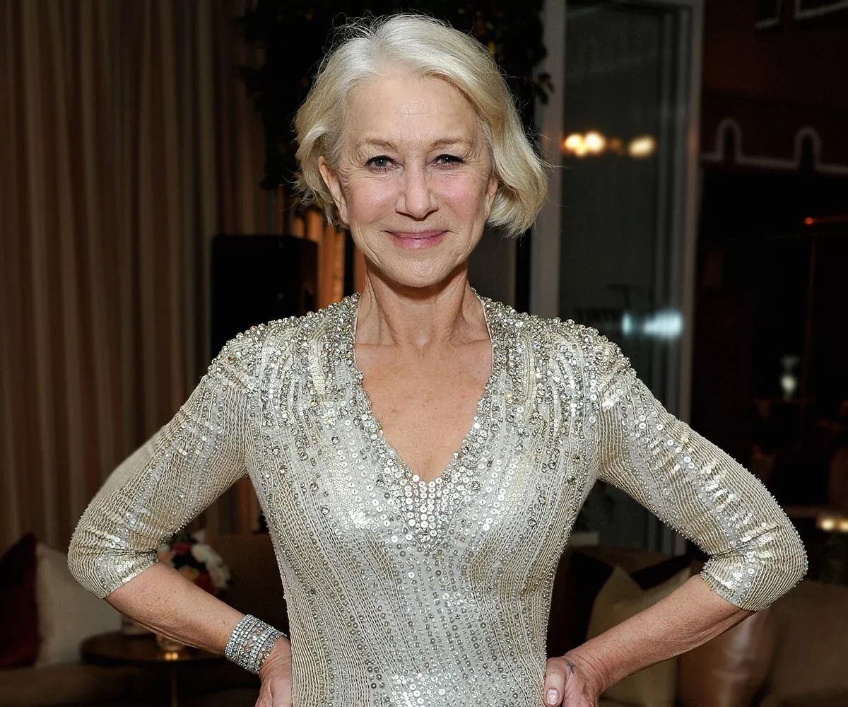 helen mirren silver dress Helen Mirren Elegant Silver Dress 4x6 Picture Photo Print