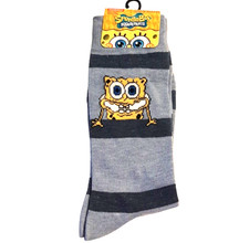 SpongeBob Squarepants Mens Crew Socks 1 Pair Size 6-12 Blue Yellow NEW