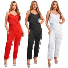 Womens Jumpsuit Ballroom Bodysuit Jazz Rompers Cocktail Costume Dance Clubwear