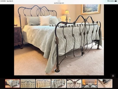 Cama De Hierro Con Cabecero Alto Estilo Vintage | Tamaño Queen, Plataforma Elevada 13 Pulgadas | Capacidad 1000 Lbs, Sin Somier Necesario