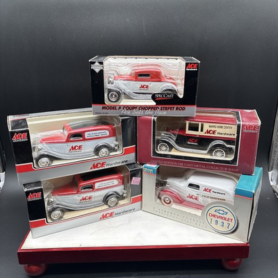 #ad Lot of 5 ACE Hardware Spec Cast Ertl 1937 Chevy Model A Banks NIB $159.99