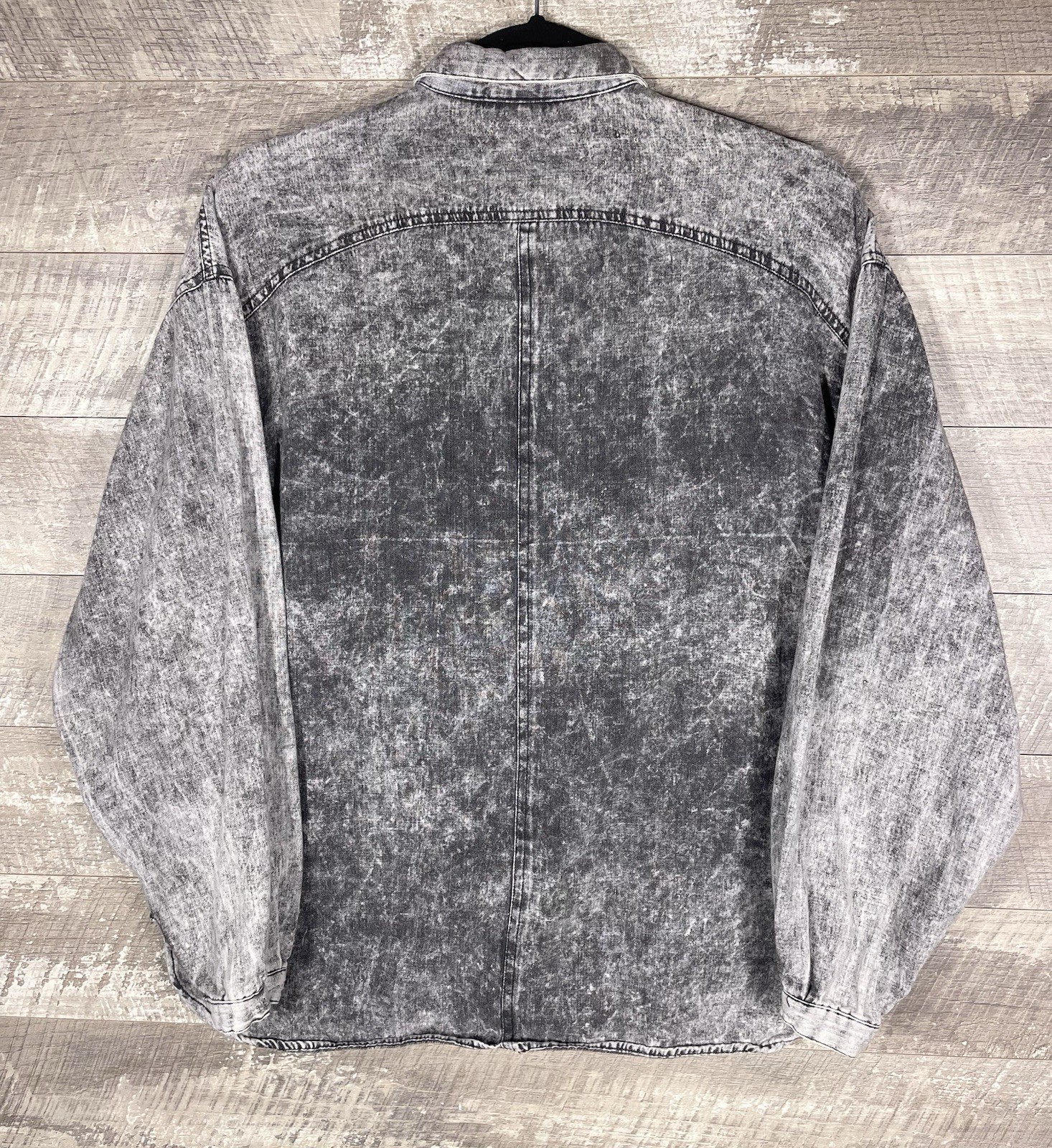 Gray Acid Wash Oversized Button Shacket Jacket Si… - image 2