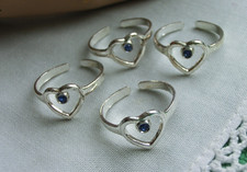 Süßer Ring 4x Kinderring Herz silber blauer Stein verstellbar Geschenk Geburtsta