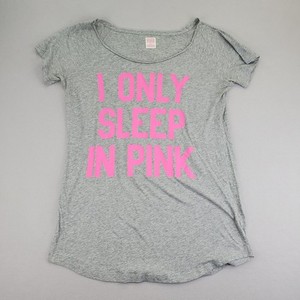 T-shirt Victoria's Secret PINK – Mind If I Crash Here – Gris Taille S