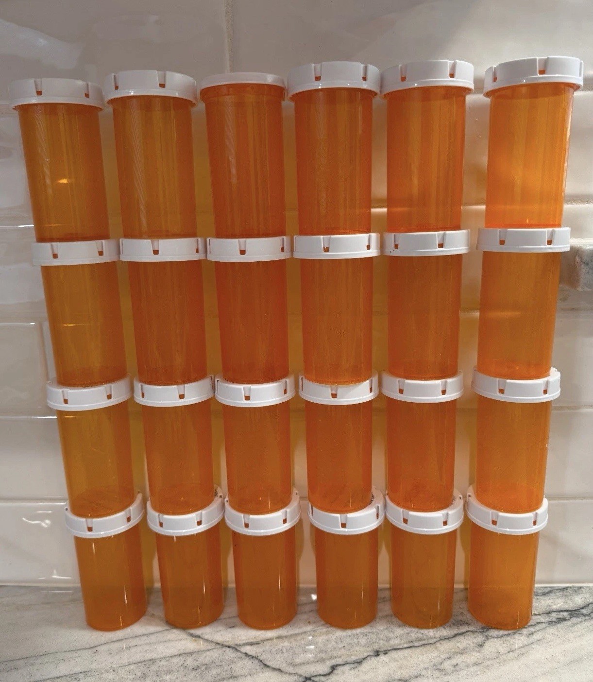 Lot of 28 CVS Empty Amber Plastic 40 Dram Medicine Pill Bottles Hobby Crafts