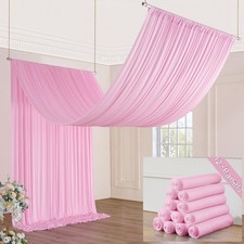 60ft 20ft Baby Pink Ceiling Drapes for Weddings W5ft H20ft 12 Panels,