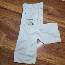 Y2k Vintage Warner Bros Studio Store Pants Kids 5 Khaki Tweety Cargo Wide Leg