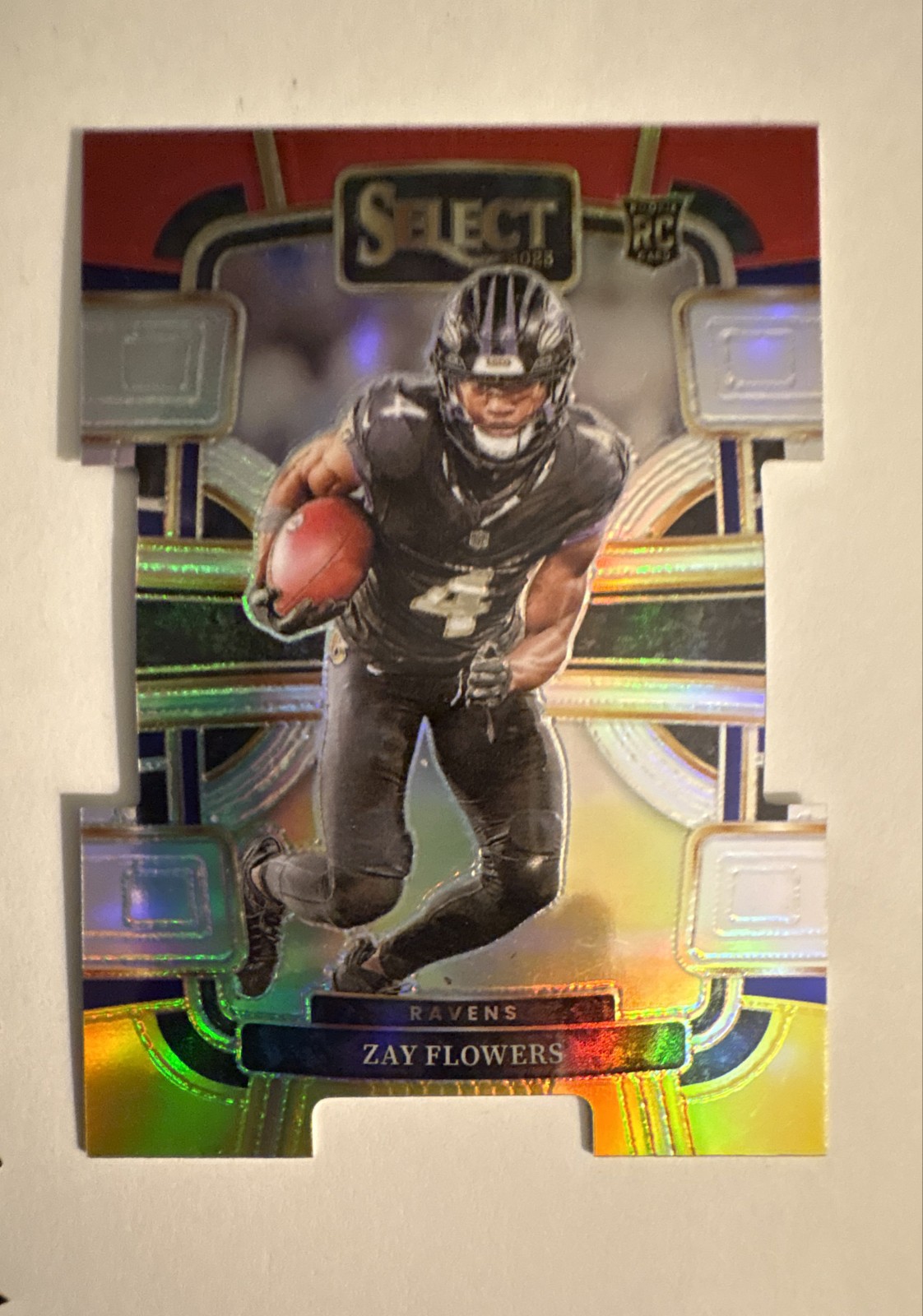 2023 Panini Select - Concourse Zay Flowers #8 Red & Yellow Prizm Die-Cut (RC)