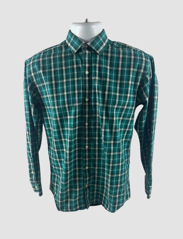 Thomas Dean мальчиков подростка XL 18-20 зеленый чек платье рубашка с длинным рукавом на пуговицах - Изображение 2 из 4