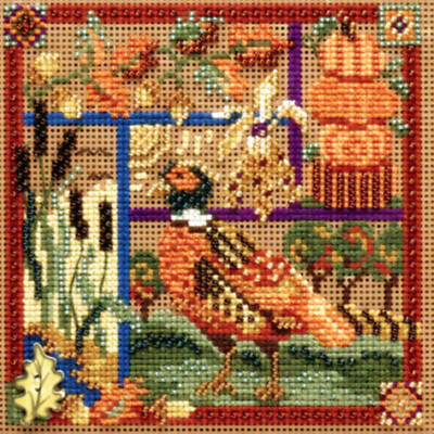 Pheasant Sampler Cross Stitch Kit Mill Hill 2009 Buttons & Beads Autumn MH149203