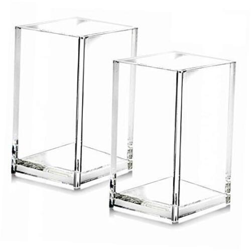 2 Pack Acrylic Pencil Pen Holder Cup,Desk Accessories Holder,Makeup Brush Clear