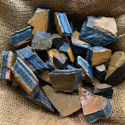 BLUE Tiger Eye Rough - 2000 Carat Lots + a FREE Faceted Gemstone!